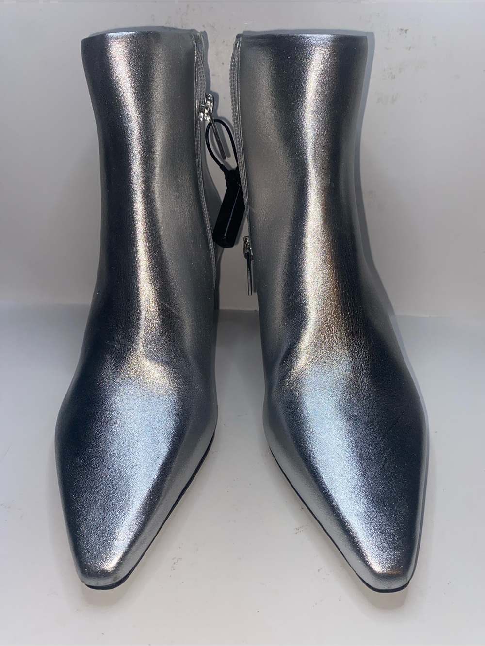 Vince Camuto Metallic Silver Pointed Toe Ankle Boots